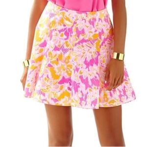 Lilly Pulitzer Ooh La La Royal Pink Yellow Levy Skirt